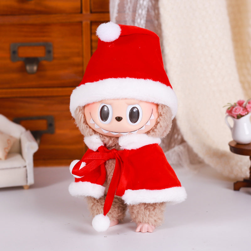 Labubu Christmas costume for 15-17cm plush doll