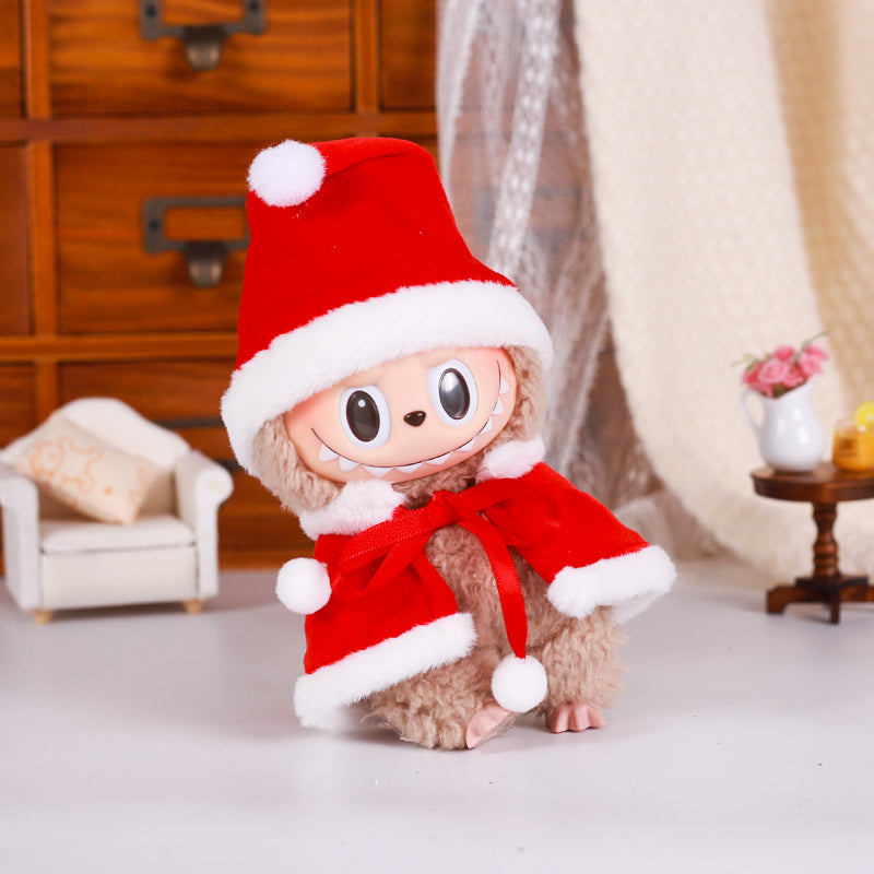 Labubu Christmas costume for 15-17cm plush doll