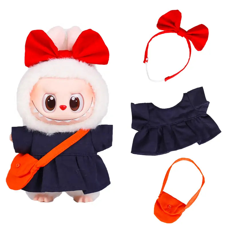 Labubu Doll Clothes Student Clothes Set for 15cm Plush Toys