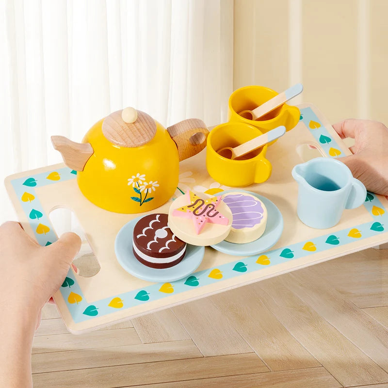 Wooden Pretend Afternoon Tea Toy Set - Children's Role-Playing Toy Ideal For Tea Party Role-Play And Social Skills Development