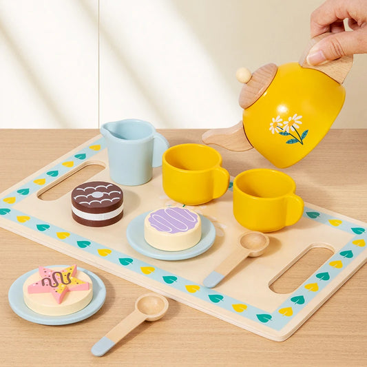 Wooden Pretend Afternoon Tea Toy Set - Children's Role-Playing Toy Ideal For Tea Party Role-Play And Social Skills Development