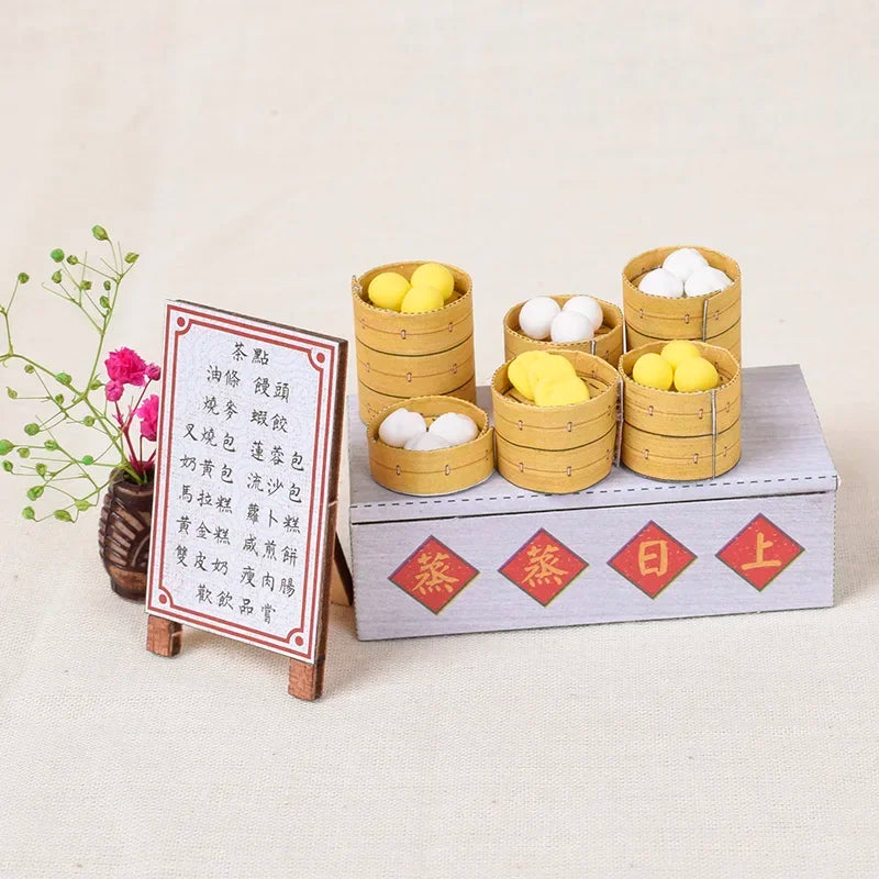DIY Dollhouse Creative Chinese Style House Wooden Hand-assembled Street View Theater DIY Ornaments Food and Play Model Toys