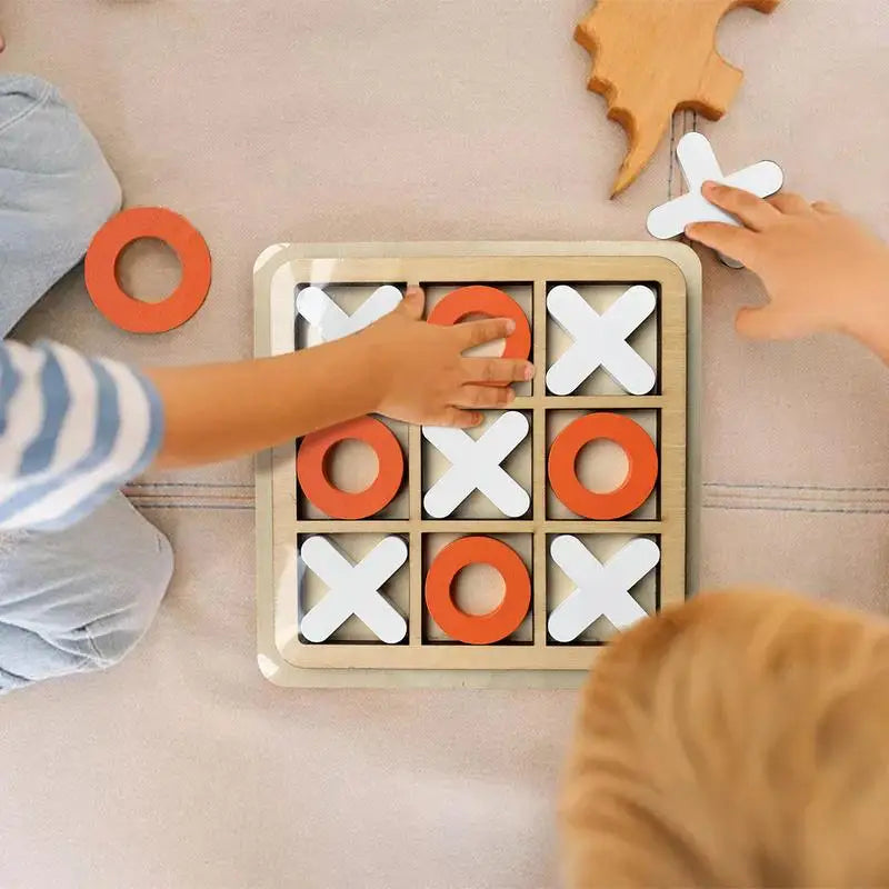 XO Game For Kids Tic Tac Toys Board Game Wooden XO Table Board Games Fun Games Educational Strategy Brain Puzzle Interactive Toy