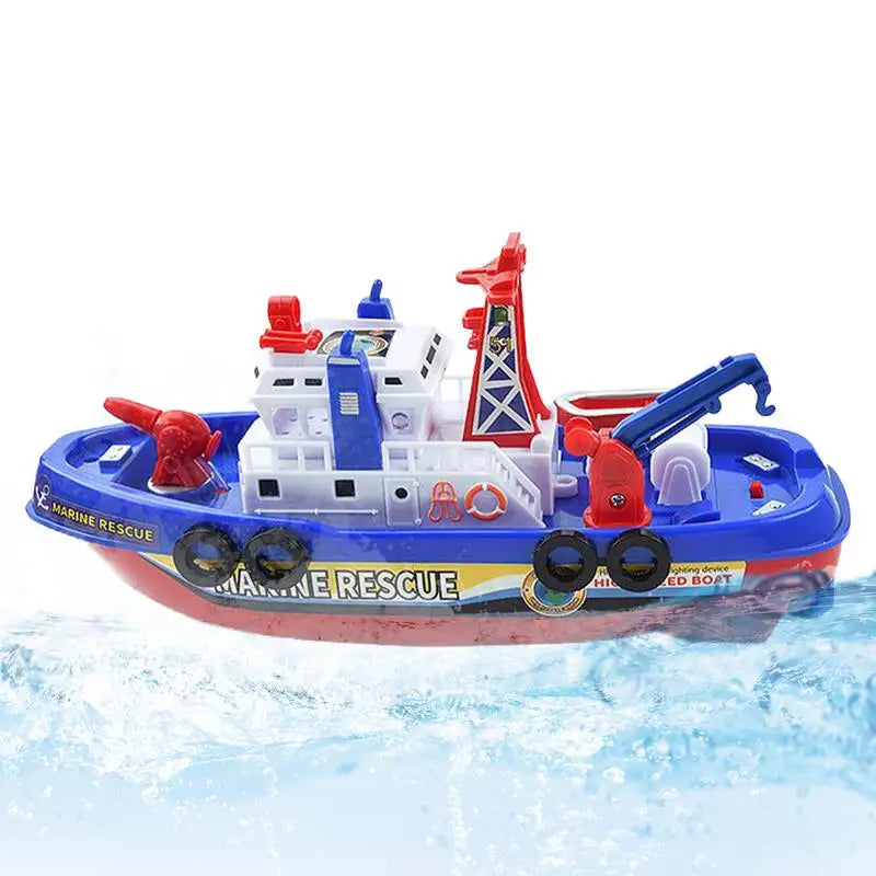 Toy Boats For Bathtub Electric Fire Boat Toddler Toys Water Play Games Battery Operated Ship With Automatic Water Spray Lights &