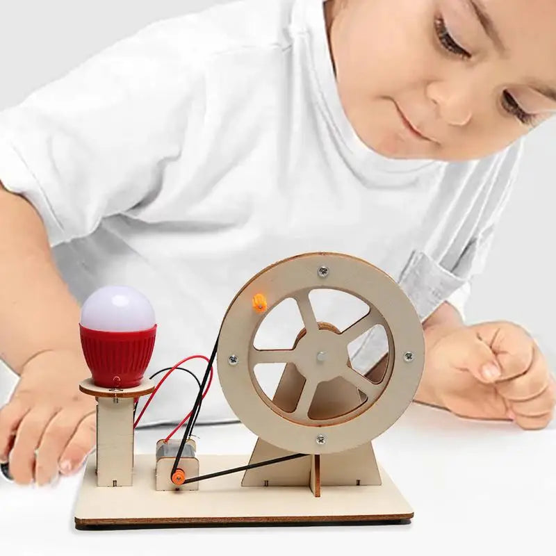 DIY Wooden Hand Generator Kids Science Toy Funny STEM Technology Gadget Physics Kit Educational Toys for Children Learning Toy