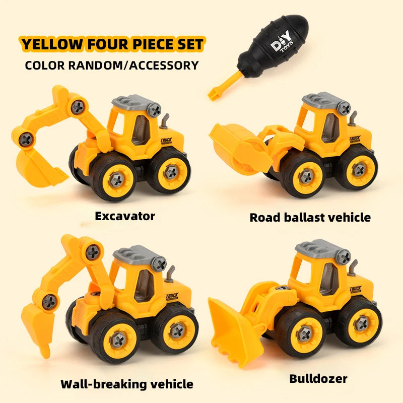 DIY nut assembly toys for disassembling and assembling engineering vehicles, excavators, bulldozers, ground drills, road rollers