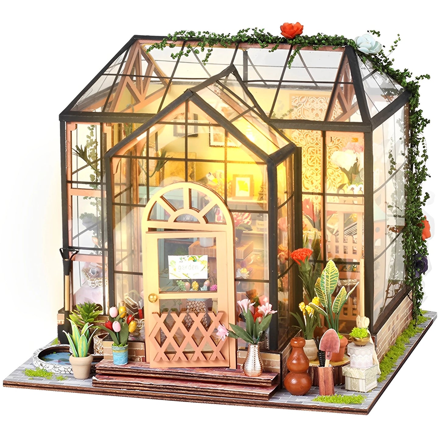 Miniature Doll House DIY Garden House Kit Making Room Model Building Home Decoration with Furniture Wooden Craft DollHouses Gift