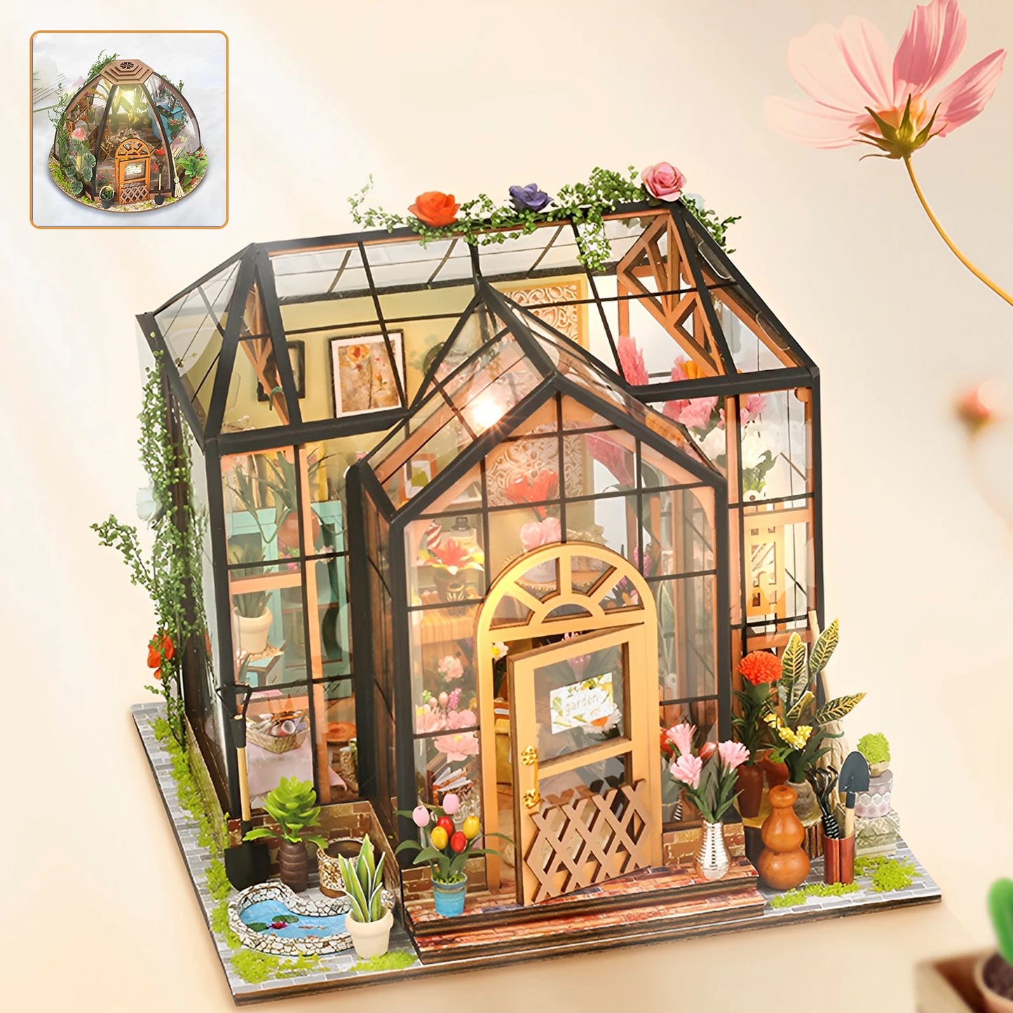 Miniature Doll House DIY Garden House Kit Making Room Model Building Home Decoration with Furniture Wooden Craft DollHouses Gift