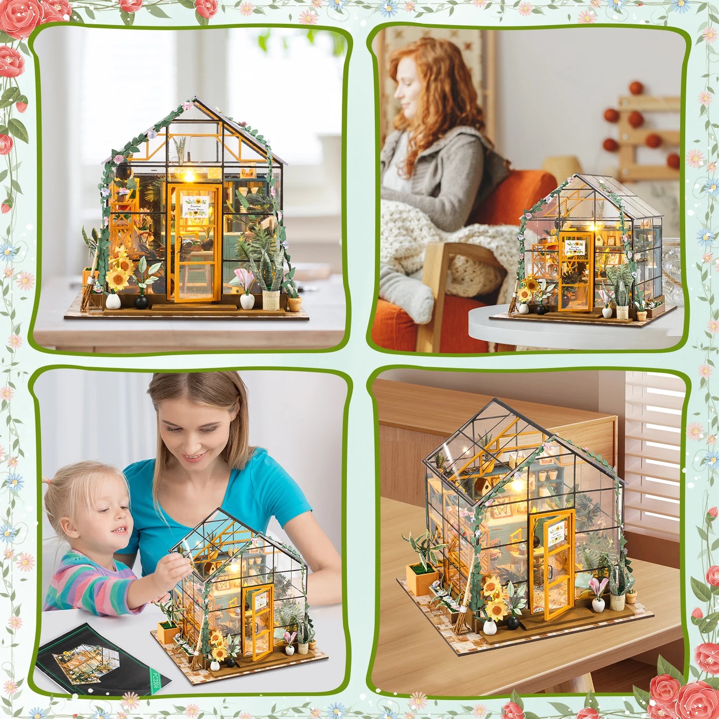 Miniature Doll House DIY Garden House Kit Making Room Model Building Home Decoration with Furniture Wooden Craft DollHouses Gift