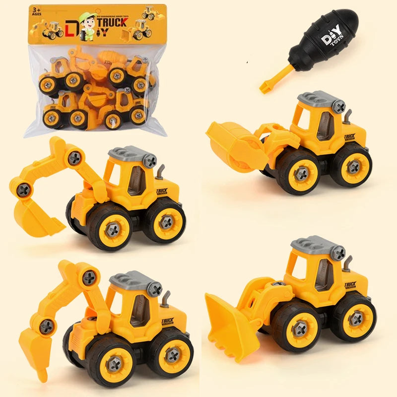 DIY nut assembly toys for disassembling and assembling engineering vehicles, excavators, bulldozers, ground drills, road rollers
