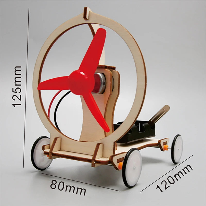 DIY Gifts Wooden For Physics Experiments Circuit Wind Power Electric Car Kit Model Educational Science