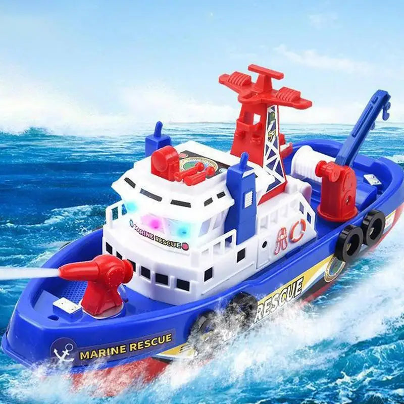 Toy Boats For Bathtub Electric Fire Boat Toddler Toys Water Play Games Battery Operated Ship With Automatic Water Spray Lights &