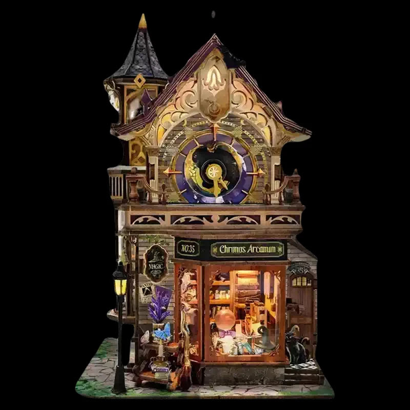 DIY Wooden Dollhouse 3D Time Magic Church Miniature with Furniture Kit Assemble Model Toy for Children Adult Birthday Gift Casa