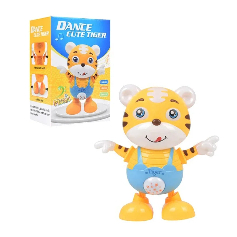 Dancing Electric Toy Cartoon Cute Small Yellow Tiger Doll Home Decor Kid Gift Baby Early Education Musical Dance Light Baby Gift