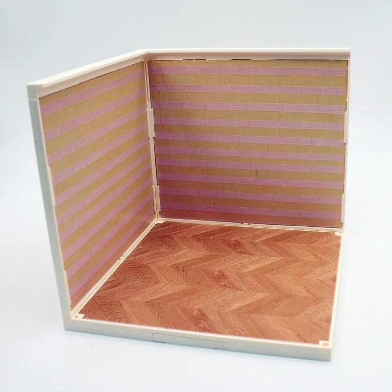 DIY Dollhouse Kit, Mini 3D House Kit with Grid Space Design, Handcraft Miniature Scene Model Toy