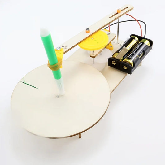 DIY Creative  wooden electric plotter Drawing Robot STEM Kids Model Automatic Painting Science Electronics Kits Experiment