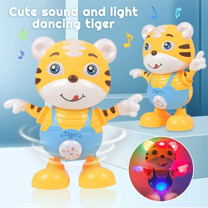 Dancing Electric Toy Cartoon Cute Small Yellow Tiger Doll Home Decor Kid Gift Baby Early Education Musical Dance Light Baby Gift