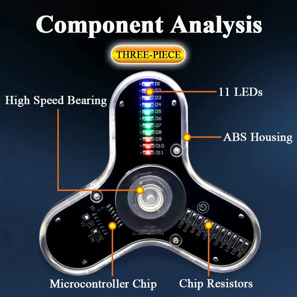 DIY Fidget Top Kit Soldering Project Practice Solder Assembly DIY Electronic Kit Fingertip Gyros with LED Light DIY