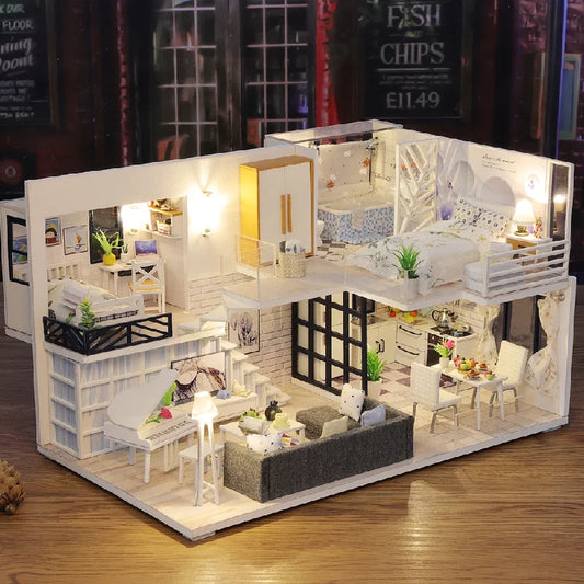 DIY Doll House Assembly Simulation House Handmade Model House Villa House Led Lights Creative Assembly House Birthday Gift