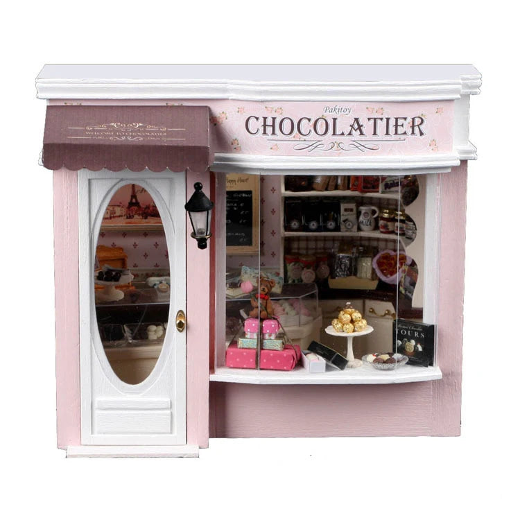 DIY Wooden Dollhouse Casa Miniature With Furniture Kit 3D Irish Cottage Coffee House Assemble Toy for Children Christmas Gifts