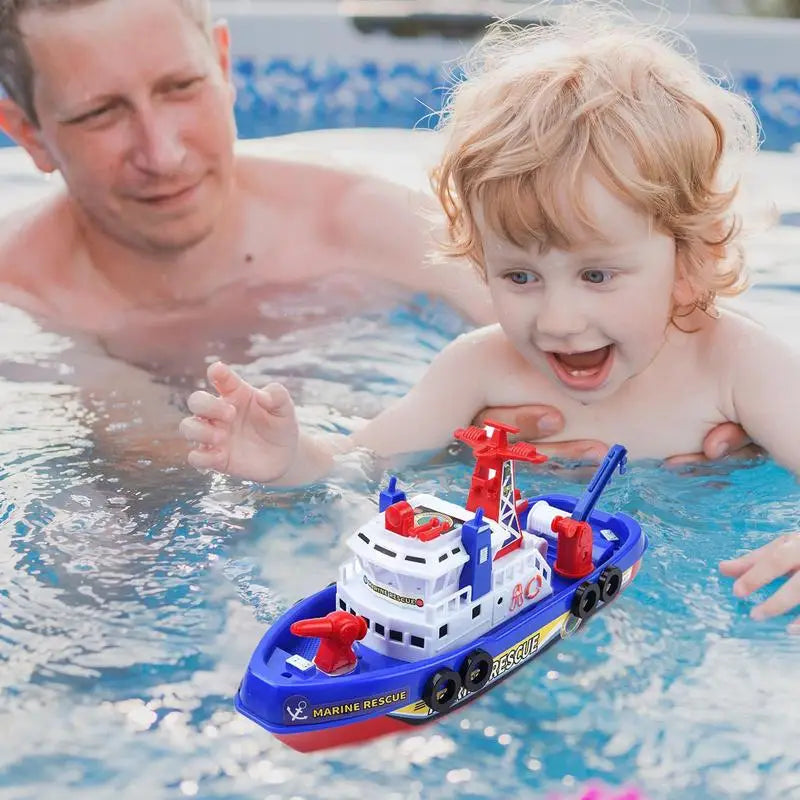 Toy Boats For Bathtub Electric Fire Boat Toddler Toys Water Play Games Battery Operated Ship With Automatic Water Spray Lights &
