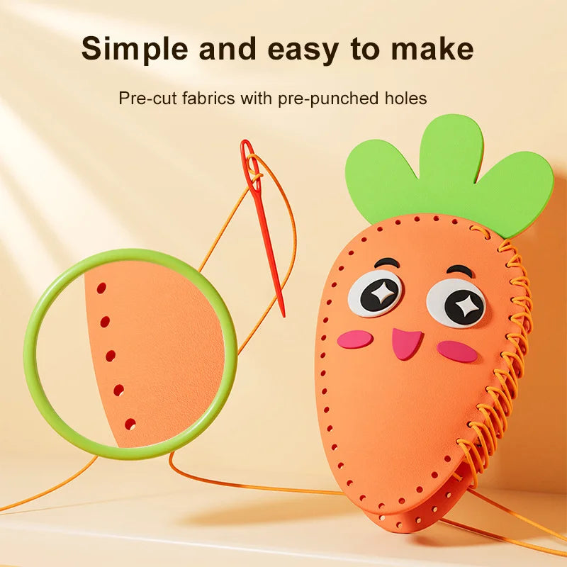 Kids DIY Hand-Sewing Craft Toy – Non-Woven Fabric Creative Ornament Kit With 5 Designs, DIY Doll Decoration Gift