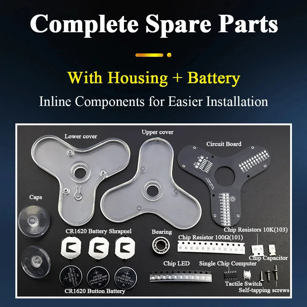 DIY Fidget Top Kit Soldering Project Practice Solder Assembly DIY Electronic Kit Fingertip Gyros with LED Light DIY