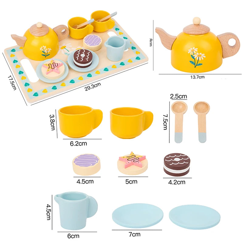 Wooden Pretend Afternoon Tea Toy Set - Children's Role-Playing Toy Ideal For Tea Party Role-Play And Social Skills Development