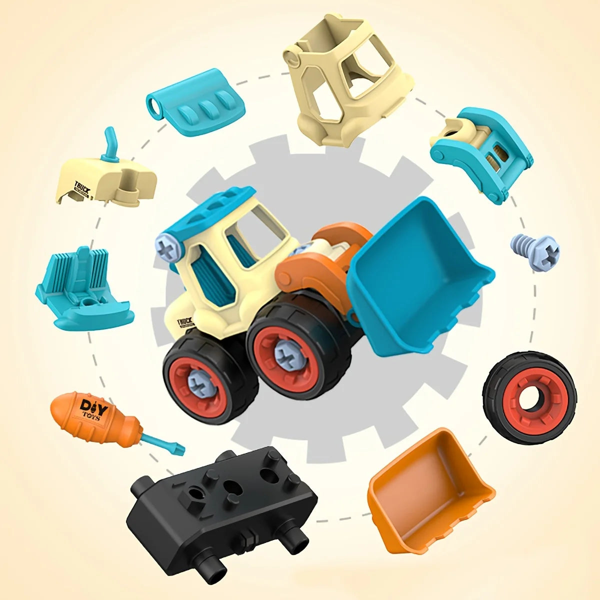 DIY nut assembly toys for disassembling and assembling engineering vehicles, excavators, bulldozers, ground drills, road rollers
