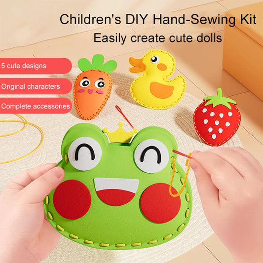 Kids DIY Hand-Sewing Craft Toy – Non-Woven Fabric Creative Ornament Kit With 5 Designs, DIY Doll Decoration Gift