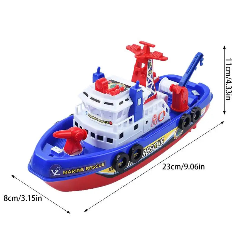Toy Boats For Bathtub Electric Fire Boat Toddler Toys Water Play Games Battery Operated Ship With Automatic Water Spray Lights &